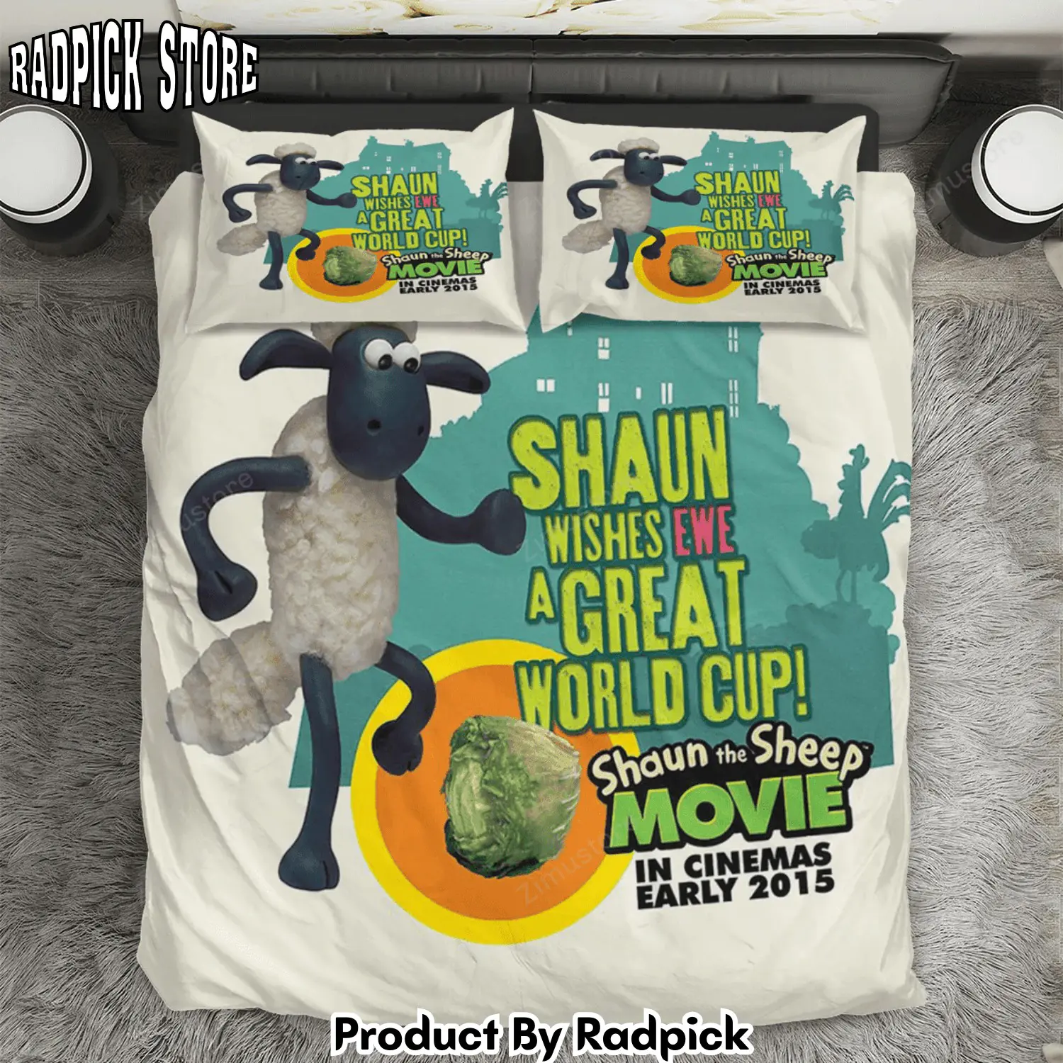 Radpick shaun the sheep movie poster 7 3pcs 3pcs bedding set duvet cover and pillow cases gift for fan rp3272345